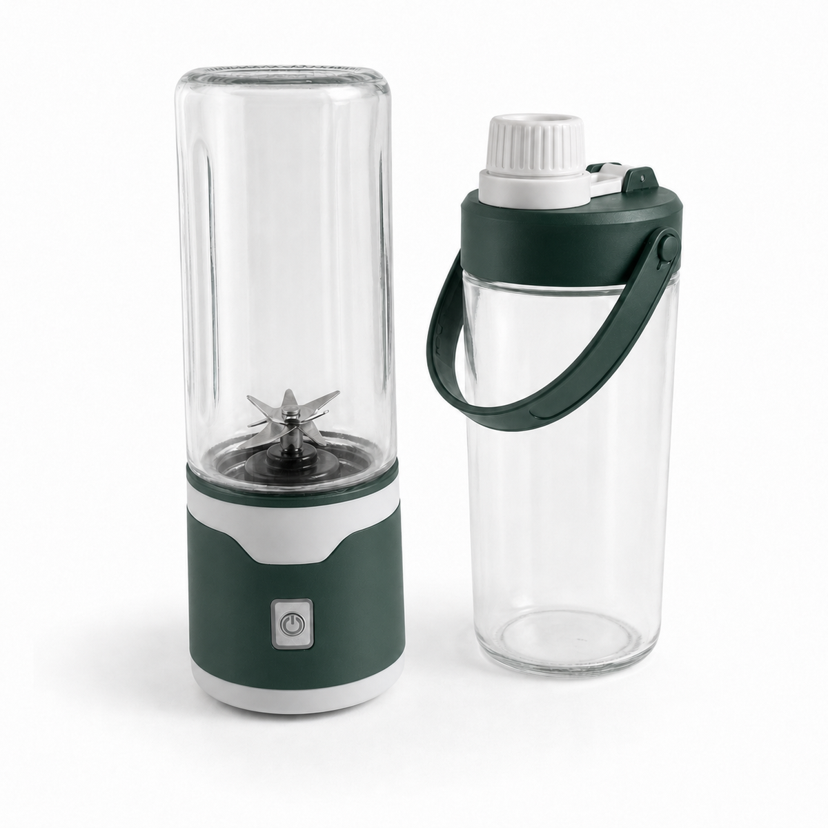 Blendora Portable Mixer in Dunkelgrün mit zusätzlicher Trinkflasche