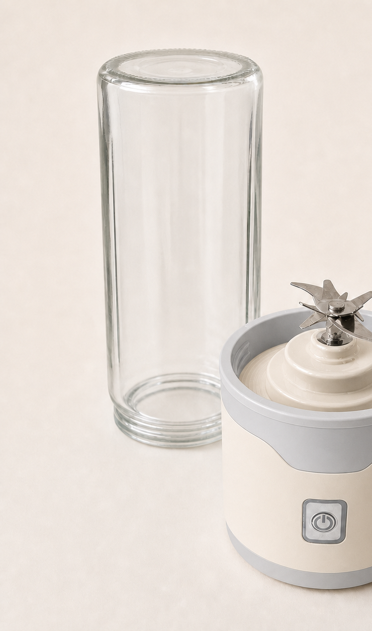 Blendora Portable Mixer in Beige, Becher und Motorsockel einzeln
