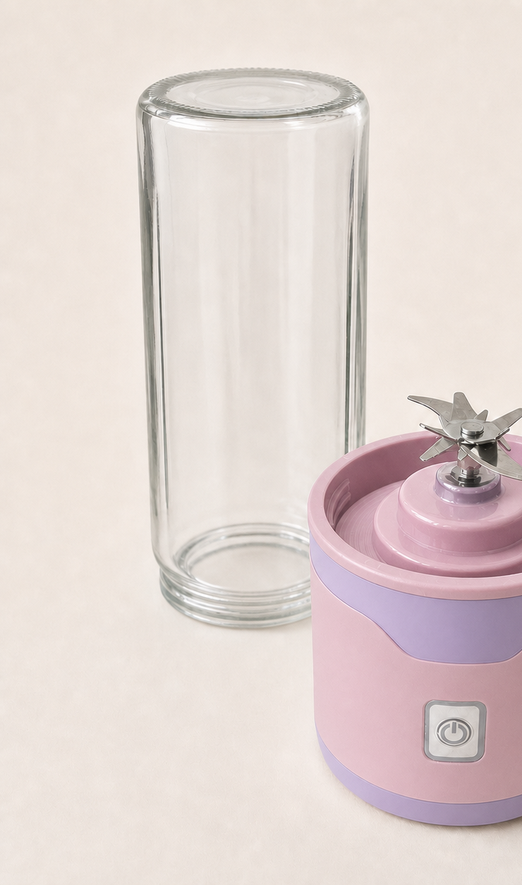 Blendora Portable Mixer in Rosa, Becher und Motorsockel einzeln
